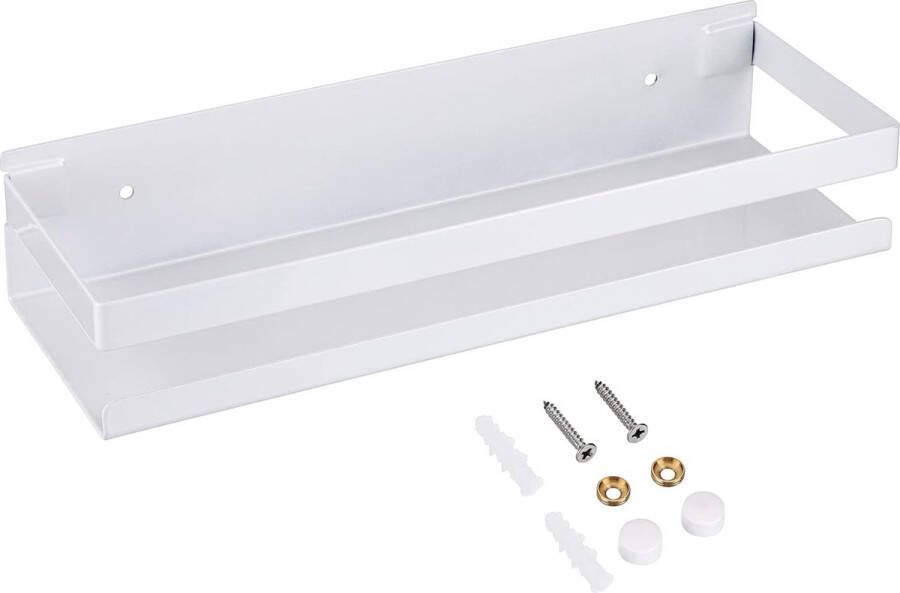 30cm stalen wandplank hangende planken woondecoratie stalen plank hangende zwevende planken decoratieve wandplank voor badkamer woonkamer keuken slaapkamer kantoor met schroeven eenvoudige installatie (wit) - Foto 2