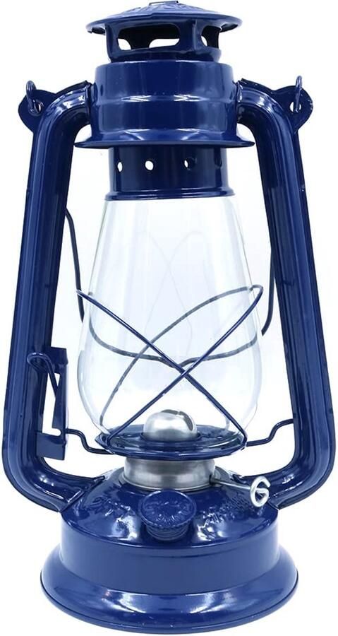 30cm Vintage Storm Lantaarn Lichten Olie Lamp Brandende Lantaarn Retro Kerosine Lampen Klassieke Olie Lamp Tafellamp Tafel Lantaarns voor Thuis Tuin Camping Citronella Blauw