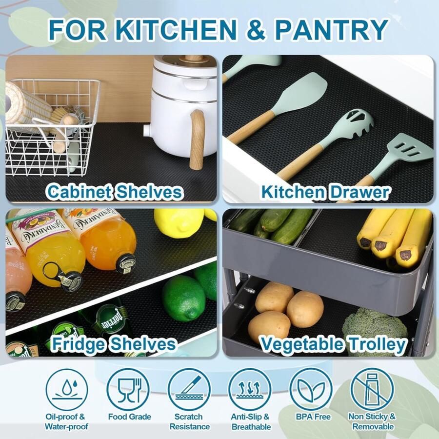 30cmx300cm Plankvoeringen Antislipmatten voor lade dienblad vloer Antislipmat voor Kasten en Lades Antislip Lade Lademat op maat te knippen Lade bescherming Keukenlade beschermer of ondertapijt beschermer zwart