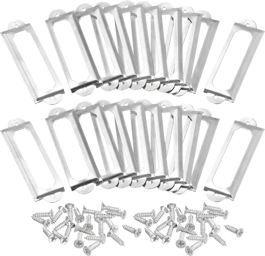 Inovra Plus Metalen Label Houder 30 stuks 60 x 17mm Label Frame Plank Archiefkast Kantoor Dressoir Boekenkast Metaal SchroefLabel