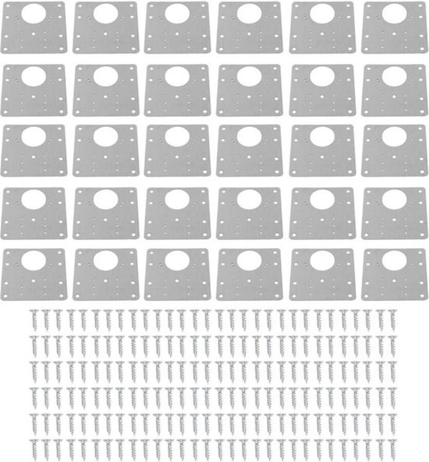 30Pcs Stainless Steel Cabinet Hinge Repair Plate Kit for Furniture Cabinet Door
