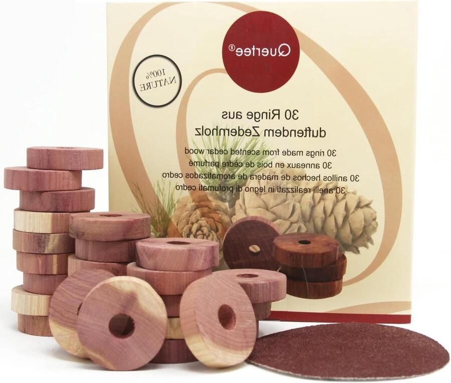 30x Cederhouten Ringen Tegen Motten Gemaakt van Echt Cederhout 100% Natuurlijke Bescherming Zonder Chemicaliën