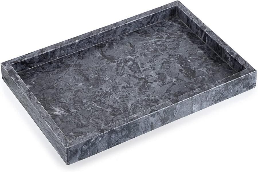 30x20cm Natuurlijke Marmeren Steen Opberglade Decoratieve Rechthoekige Plaat Lade Organizer voor Keuken Badkamer Dressoir Decor Vanity Counter Koffietafel Zwart marble tray