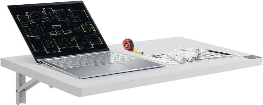 31 5“ X 15 75” Wandgemonteerde Klaptafel Zwevend Bureau met Ijzeren Bevestiging Neerklapbaar Bureau voor Kleine Ruimtes Thuiskantoor Eetkamer Wasruimte Keuken Bar Wit