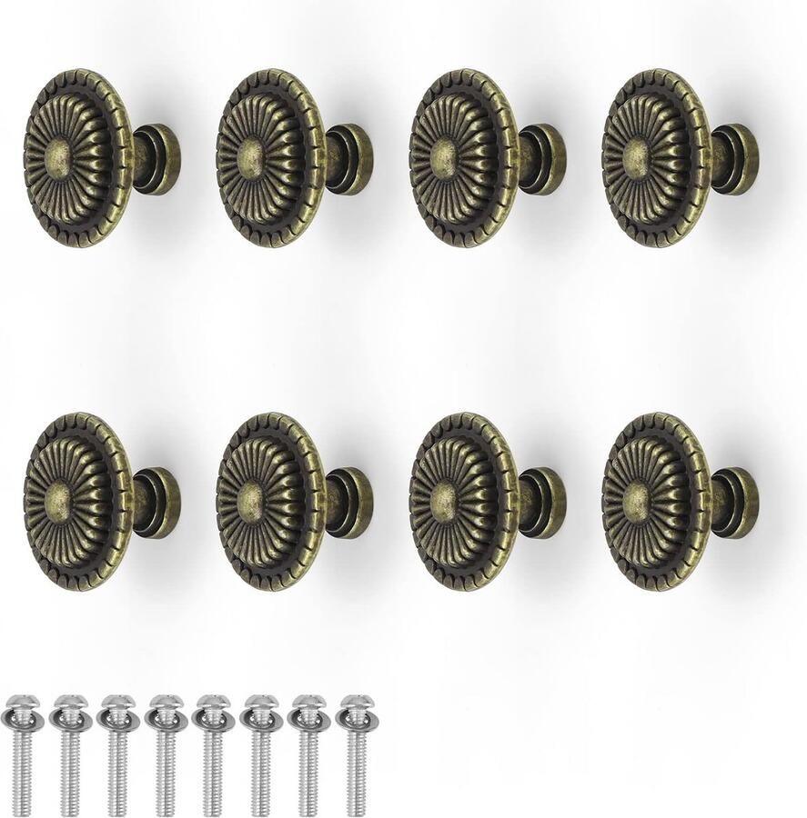 32 mm vintage meubelgrepen 8 stuks bronzen meubelknoppen ladeknoppen met schroeven antieke stijl corrosie- en vochtbestendig commodegrepen voor schoenenkasten keukenkasten