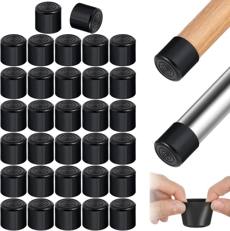 32 stuks ronde stoelpootdoppen rubberen doppen stoelpootdoppen ter bescherming van de vloer tegen krassen voor stoelpoten stoelen en tafelpootbedekkingen