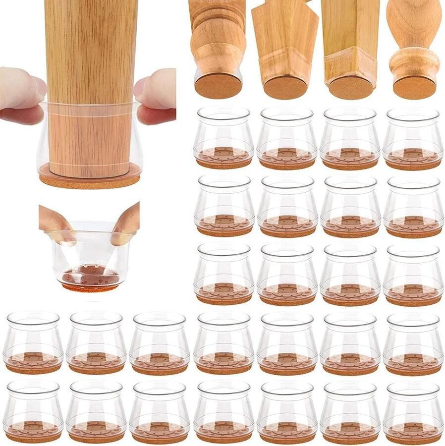 32 stuks siliconen stoelbeenbeschermers hoge elasticiteit voor hardhouten vloeren stoelbeenkappen krassen bescherming