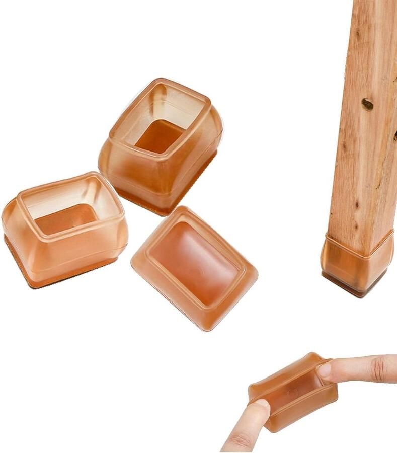 32 stuks siliconen stoelpootdoppen vierkant zelfklevend stoelpootbeschermers viltglijders tuinstoelen stoelglijders stoelpoten