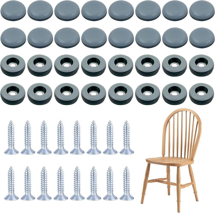 32-Stuks-Stil-Zacht-PTFE-Stoelglijders-22mm-Schroeftype-Zelfklevend-Meubelglijders-Teflon-Stevig-Teflon-Glijders-Voor-Schroeven-16-Schroef-Vloeren-Tapijtglijders-Vescherming-Meubels