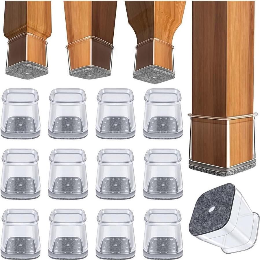 32 stuks stoelpoot vloerbeschermers vierkant Geschikt voor meubelpoten Grote siliconen stoelpootdoppen Beschermt hardhouten vloeren Passend voor 27-39 mm