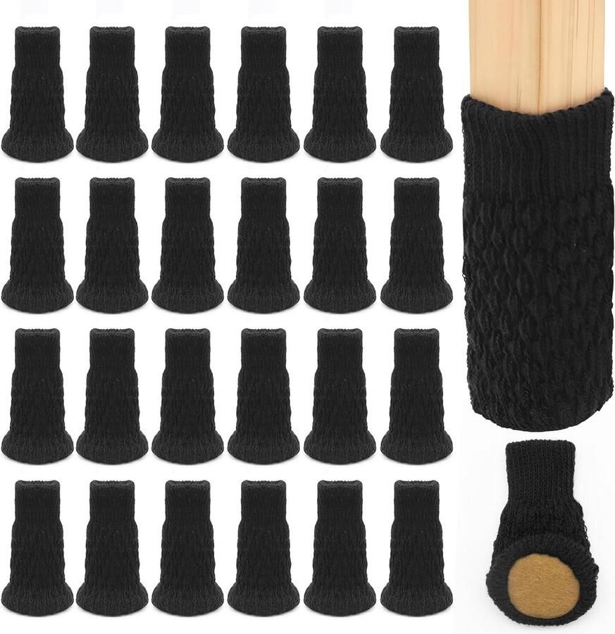 32 stuks stoelsokken van vilt stoelvoetbescherming antislip pads vloerbescherming -kraspreventie lawaai voorkomen zwart stoelpootbeschermers