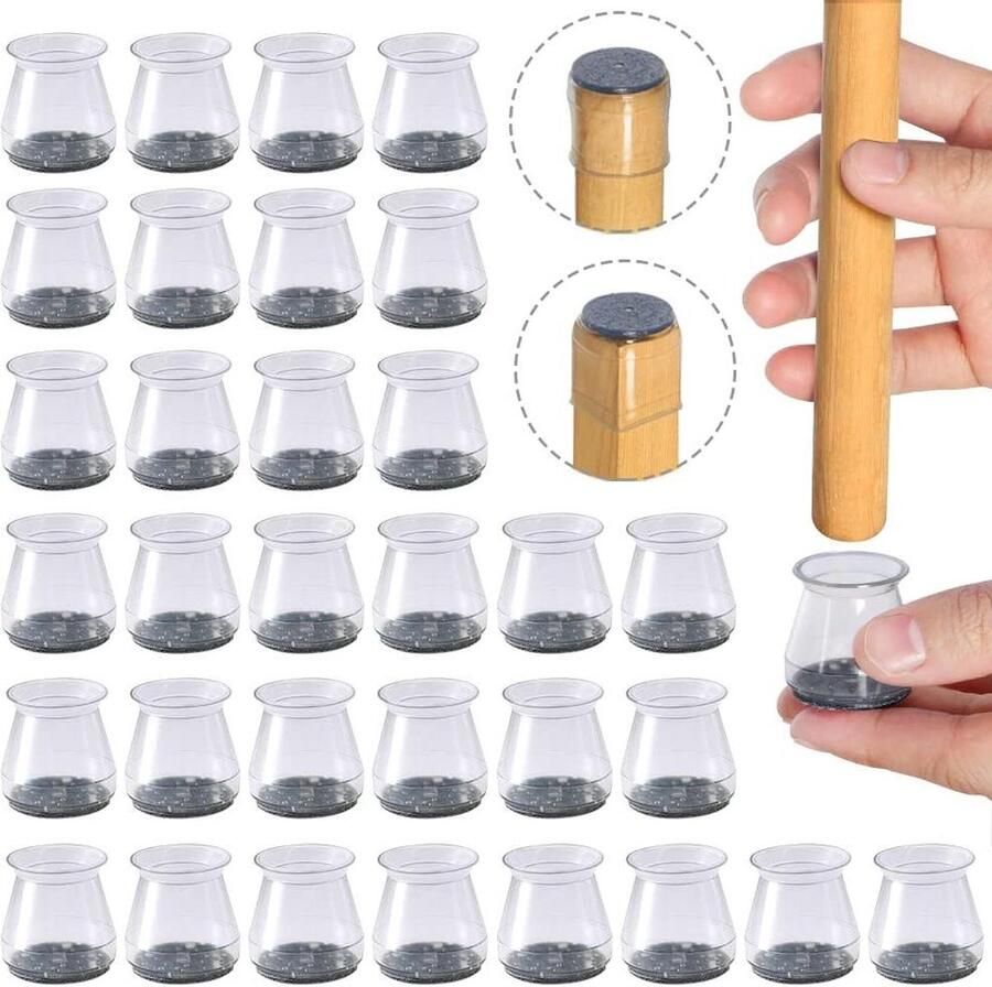 32 stuks transparante siliconen stoelpootkappen viltglijders voor stoelen small hardhouten vloeren stoelpootbeschermers