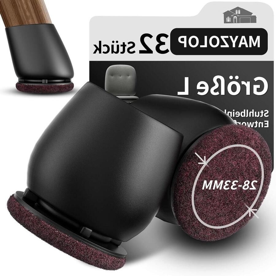 32 stuks zwart stoelglijders viltdoppen voor kantelstoelen krasbestendig geluidsarm