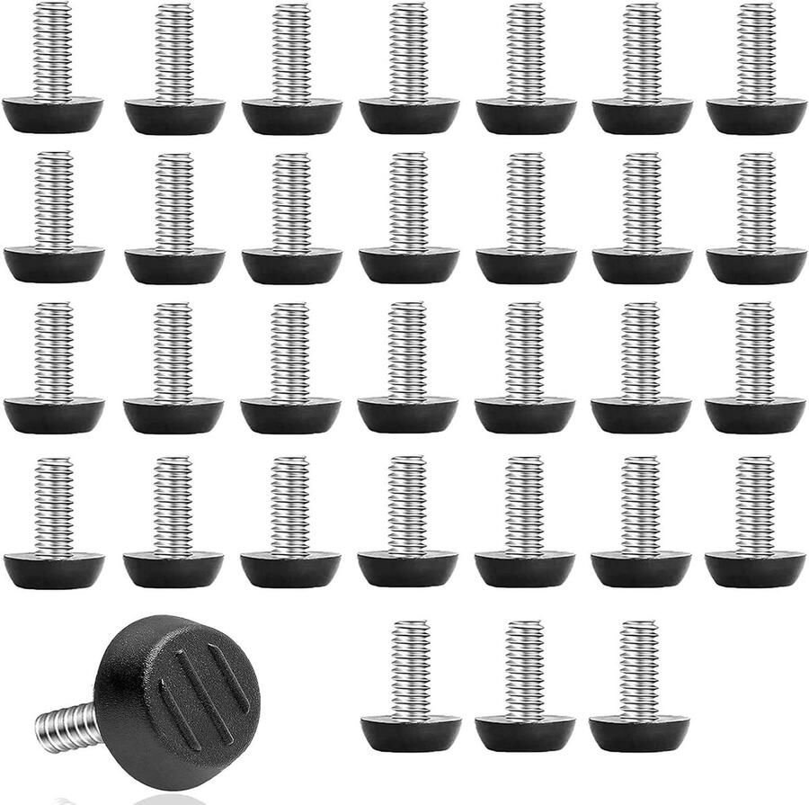 32Pcs M8 x 25mm Adjustable Furniture Leveling Feet Screw Feet for Chair Table Legs Black