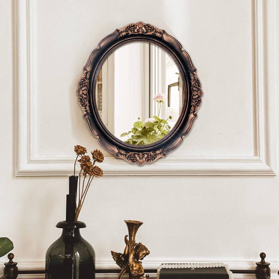 33 5 x 37 5 cm decoratieve wandspiegel vintage hangende spiegels voor slaapkamer woonkamer dressoir decor ovaal (vintage goud)