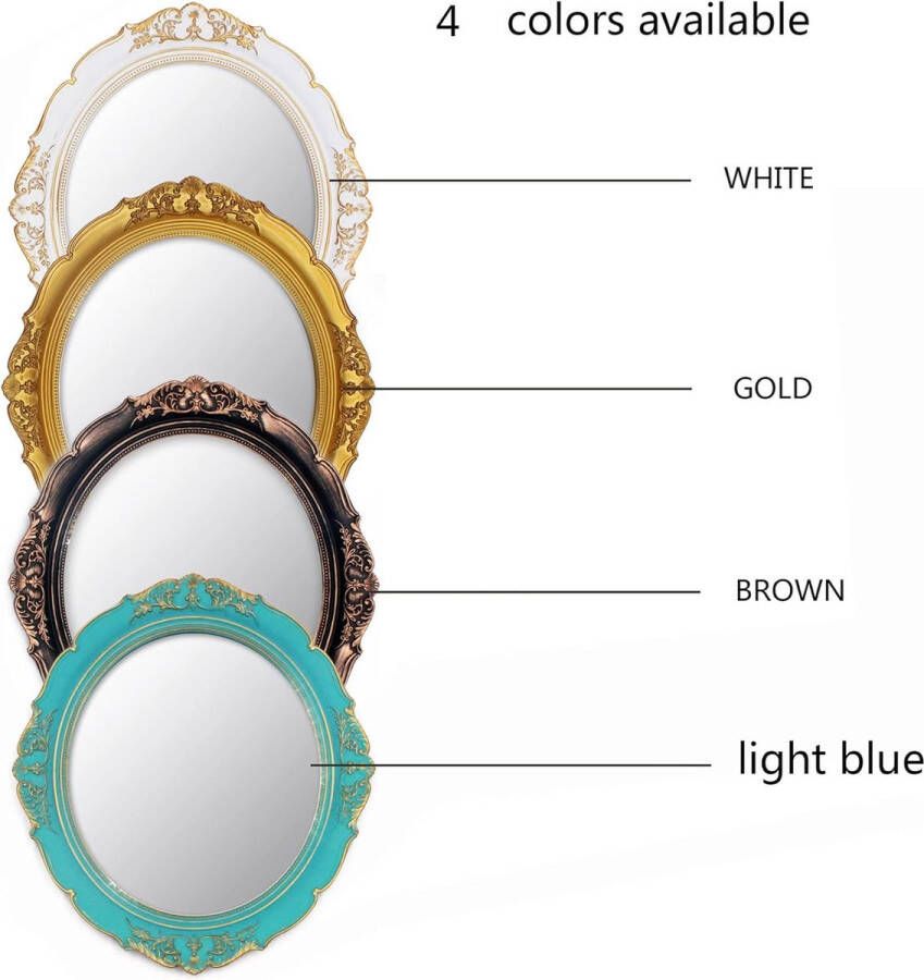 33 x 37 6 cm decoratieve wandspiegel vintage hangende spiegels voor slaapkamer woonkamer dressoir decor ovaal (wit)