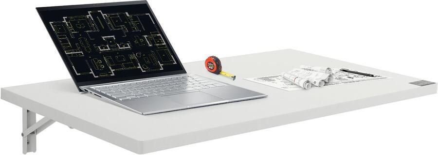 35 43“X19 69” Wandklaptafel Zwevende Klaptafel Ijzeren Bevestiging Neerklapbaar Thuiskantoor Keuken Wasruimte Bar Wit