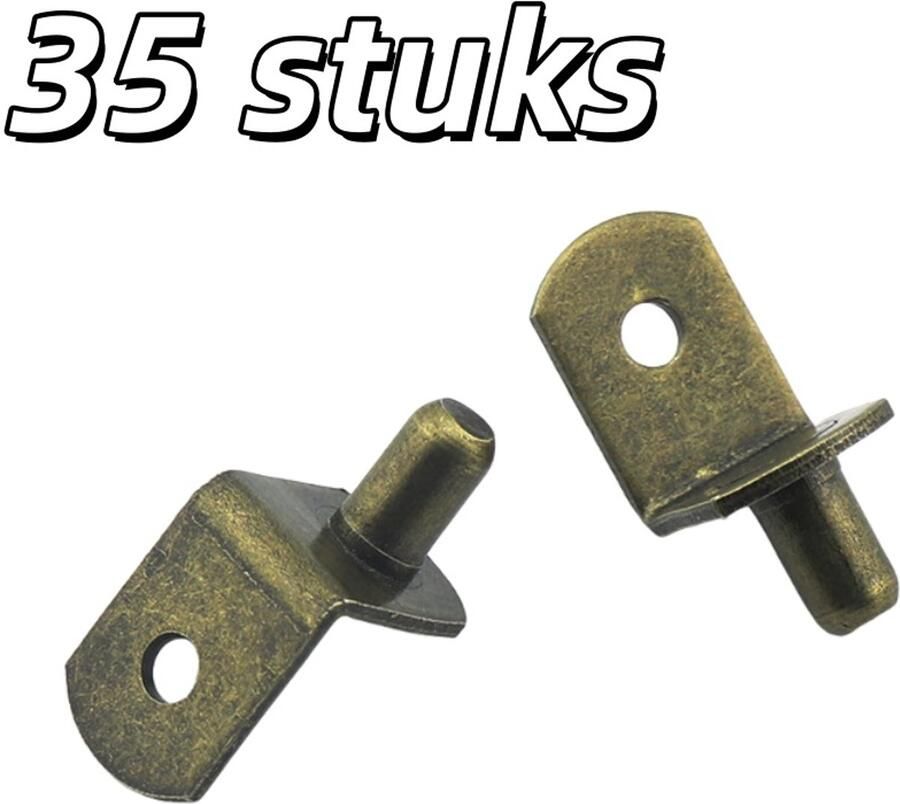 35 stuks Beugels met pennen Corrosiebestendig Geschikt voor boekenplanken keukenkastjes en kasten L-vormig Antiekgroen