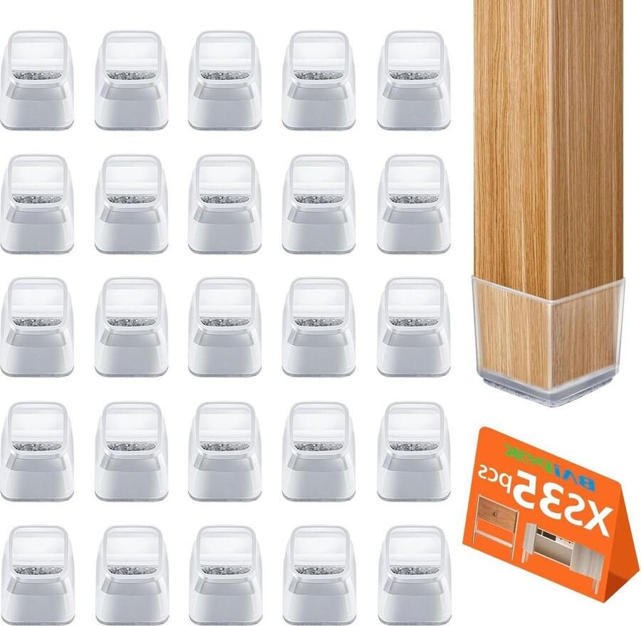 35 stuks siliconen stoelpoothoezen Vloerbeschermers voor stoelpoten Hardhouten vloer met vilt Meubelvoetbeschermers 17-23 mm