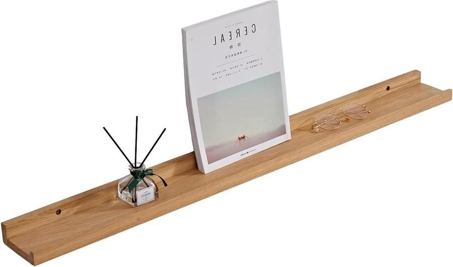 36-inch Massief Eikenhouten Drijvende Wandplank voor Foto's met Lipdesign Rustiek Wandmontage Plank Radiator Plank Woonkamer Slaapkamer Badkamer