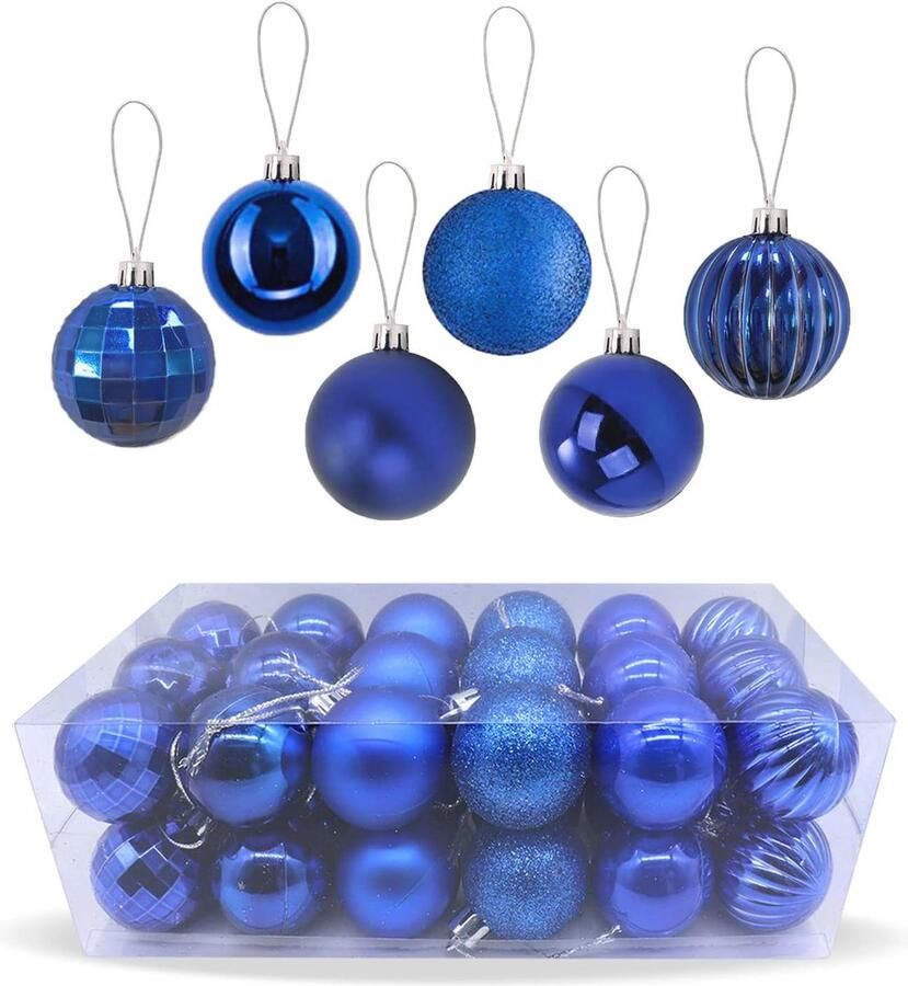 36-pack Onbreekbare Kerstballen Glanzende en Glitter Decoratie voor Kerstboom Bruiloft en Feestdagen
