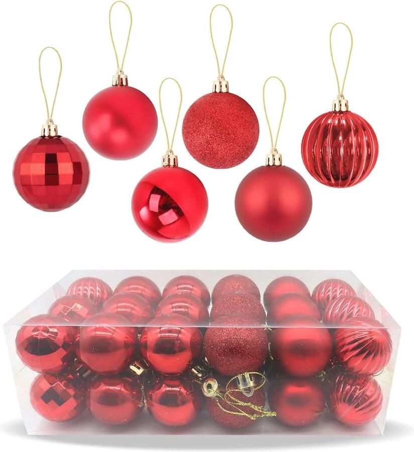 36-pack onbreekbare kerstballen Glanzende en glitter kerstdecoratie voor kerstboom bruiloft en feest