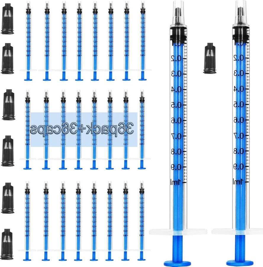 36 Pack Plastic Spuit zonder Naald 1 ml Verzegeld Individueel Pakket Met Meting Wetenschappelijke Laboratoria Vloeistoffen Voeden Huisdieren Olieapplicator
