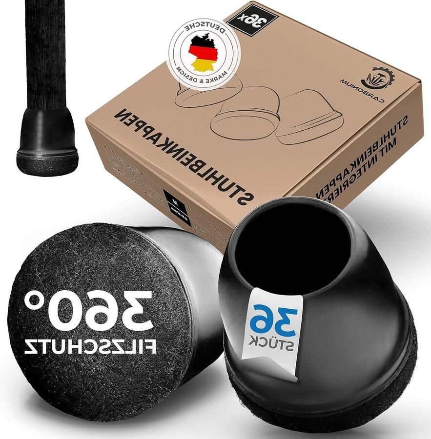 36 stoelpootdoppen met zwart vilt duurzame stoelpootbeschermers premium viltdoppen diameter 14-20 mm stoelpootbeschermers