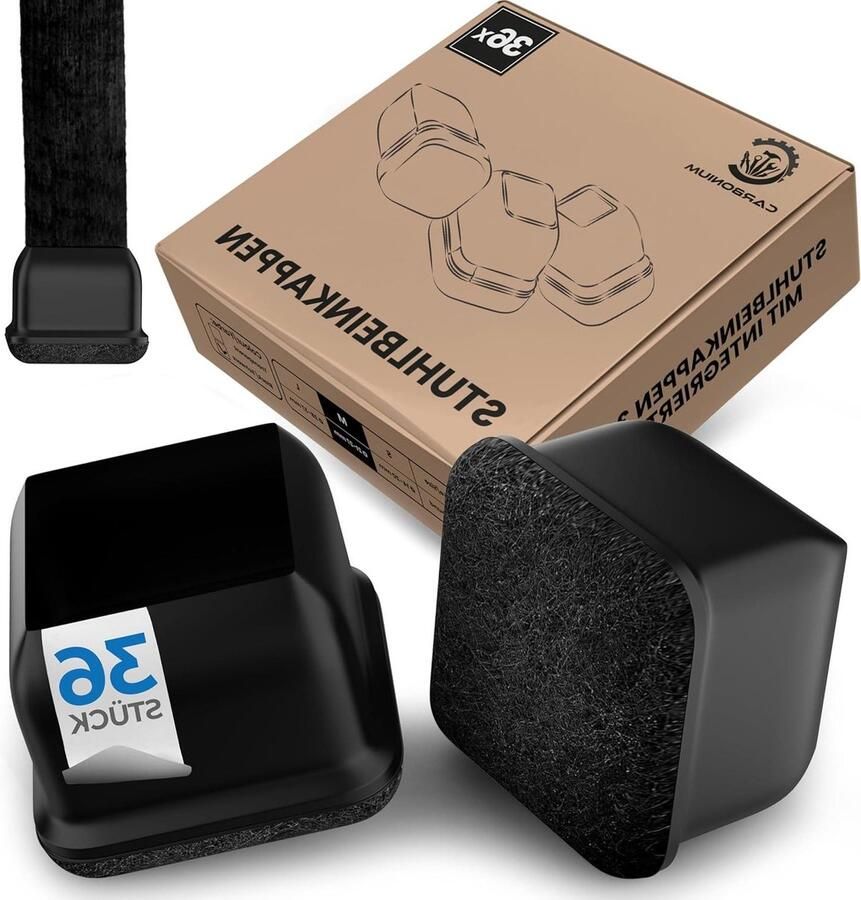 36 stoelpootdoppen zwart vilt schuine stoelpoten duurzame beschermers vierkant 21-27 mm zijlengte