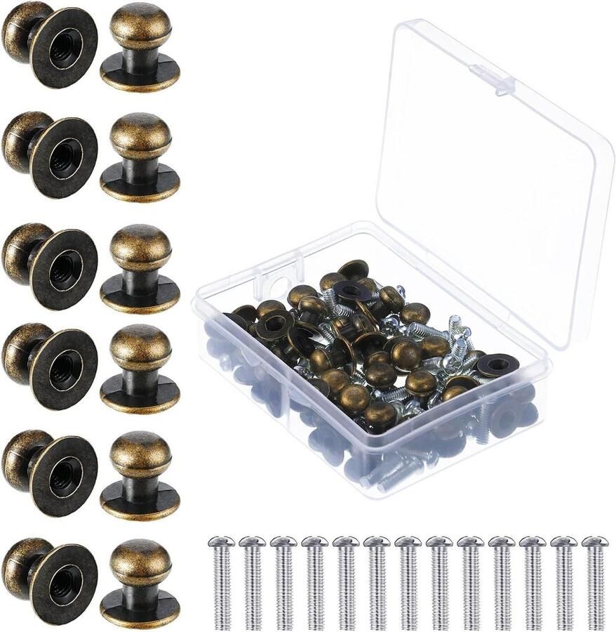 36 Stuks Mini Ladeknoppen Vintage Antieke Meubelknoppen Ronde Ladehandvatten Metaal Met Schroeven Voor Kasten en Ladekastjes Houten Keukenkast Afmeting 12 x 1 cm Bronzen Finish