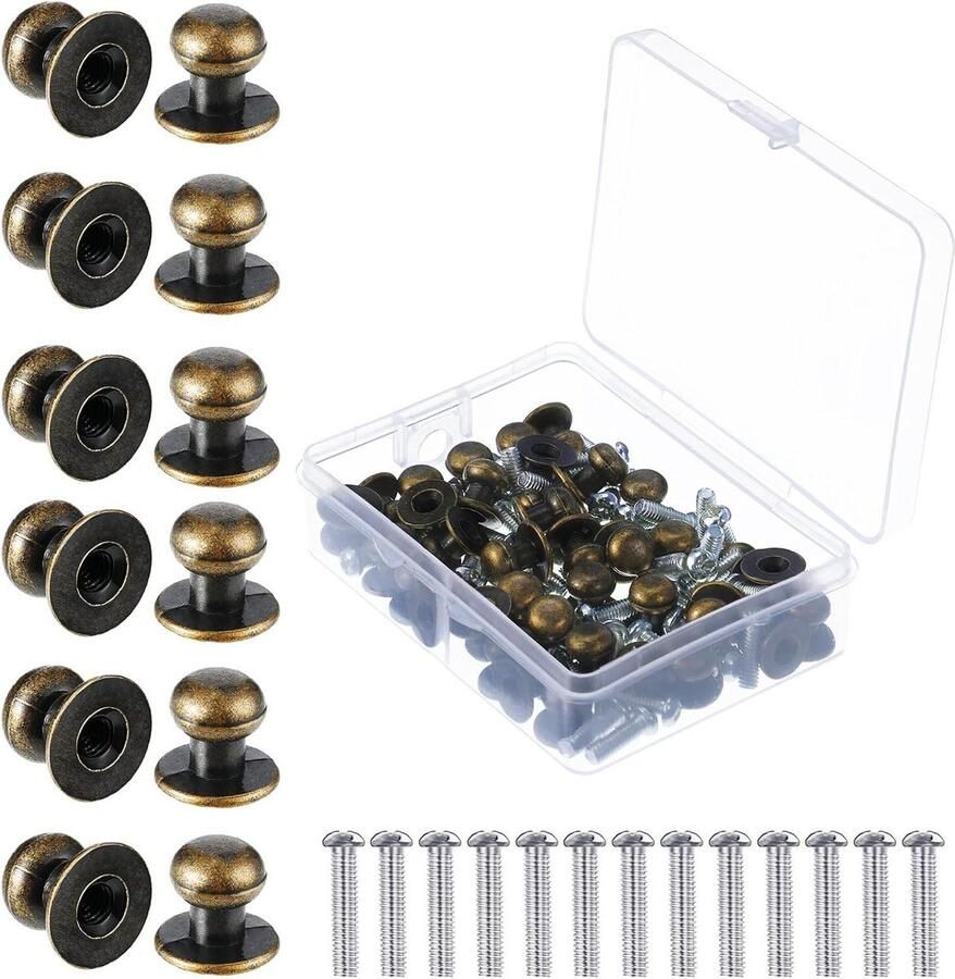 36 Stuks Mini Ladeknoppen Vintage Antieke Meubelknoppen Ronde Ladehandvatten Metaal Met Schroeven Voor Kasten en Ladekastjes Houten Keukenkast Afmeting 12 x 1 cm Bronzen Finish - Foto 2