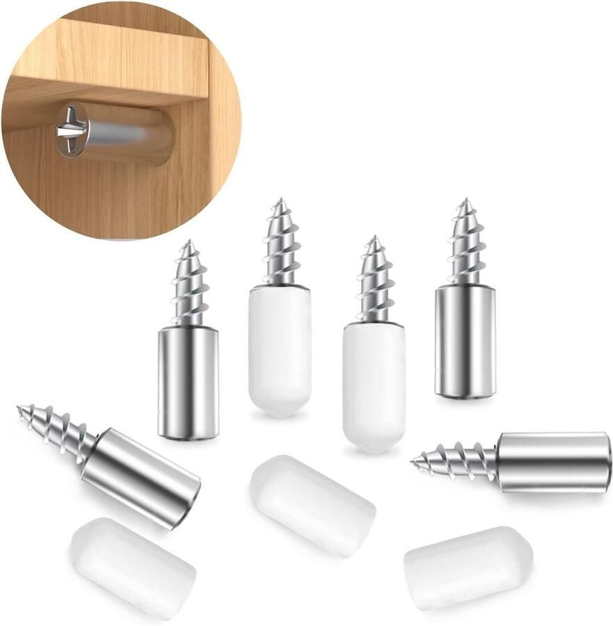 Trankielo Set van 36 plankdragers met diameter 7 mm en antislip cover Zelftappende plankdragers voor meubels kasten en kledingkasten