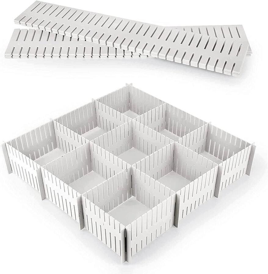 36 stuks verstelbare ladeverdelers voor opslag van ondergoed sokken en kantoorbenodigdheden 324 x 7 cm