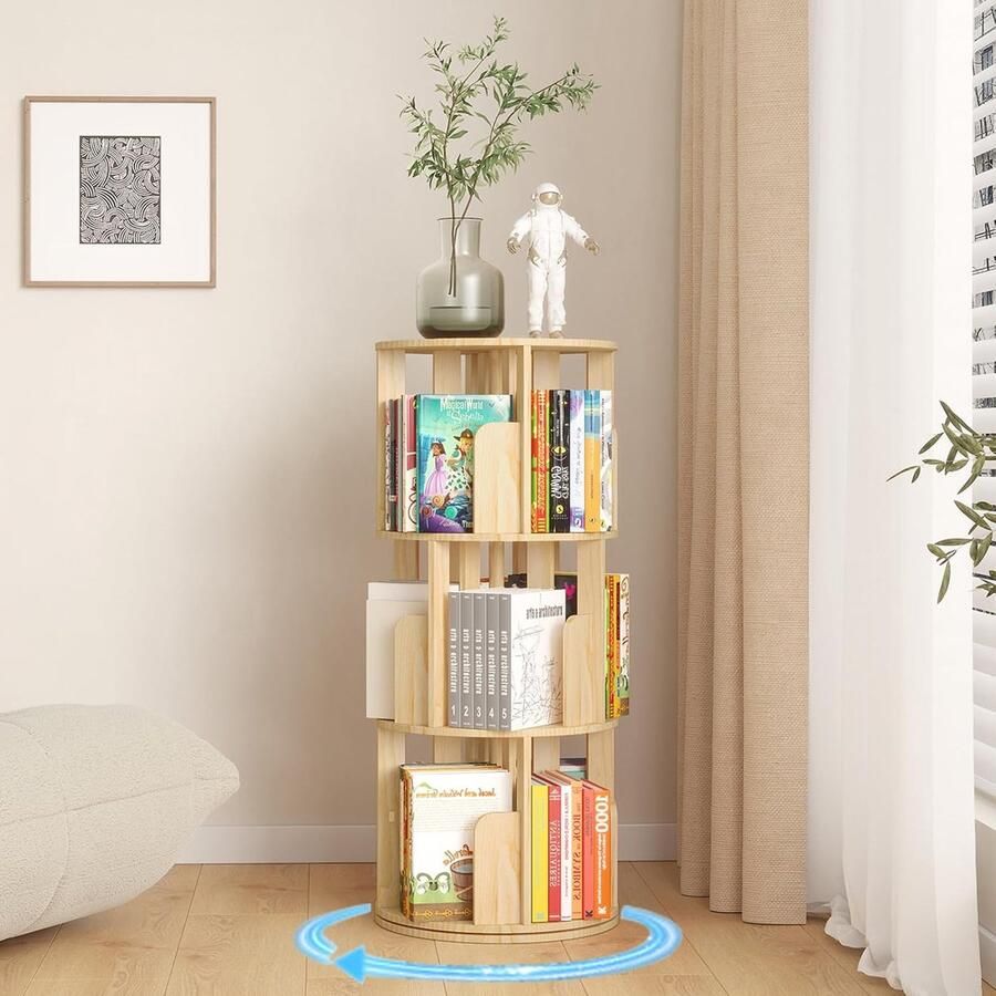 360° draaibare boekenkast ruimtebesparend grenenhout