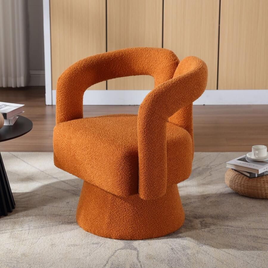 360 graden draaibare knuffelton-accentstoelen ronde fauteuils met brede bekleding fauteuil met zachte stoffen voor woonkamer slaapkamer kantoor wachtkamer