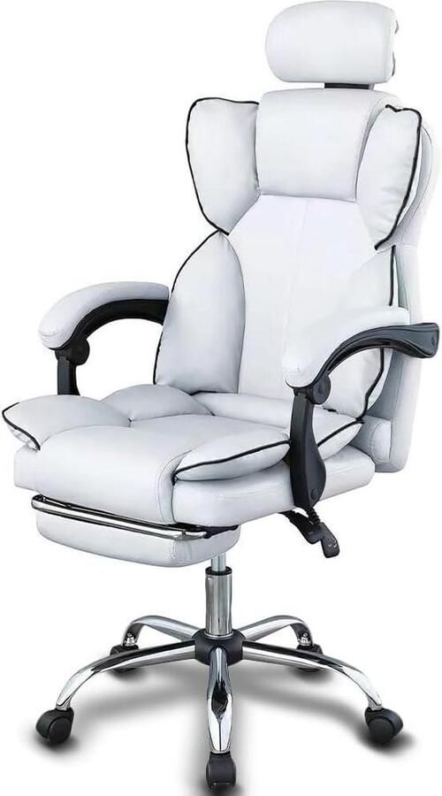 360-graden draaibare wielen Ergonomische bureaustoel met zeer dichte gevoerde zitting en verstelbare gasveer wit