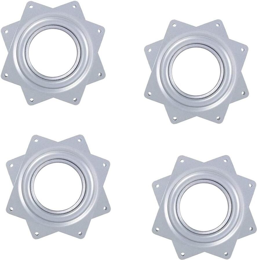 360-graden draaitafel flexibel set van 4 zilver gegalvaniseerd