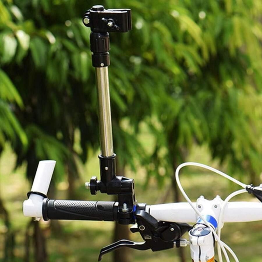 360° Verstelbare Parapluhouder voor Kinderwagen Dik Roestvrijstalen Fietsparapluhouder Zonnige Regenparaplustandaard Verlenghouder voor Fiets Kinderwagen Rolstoel