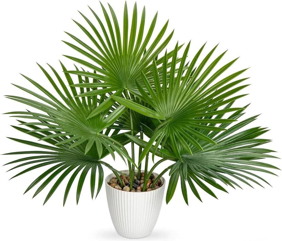 38 cm Kunstpalmplant in pot 7 realistische bladeren Huisdecoratie Tropische nepplant Thuiskantoor decor Badkamer Keuken Bureau Hoekdecoratie