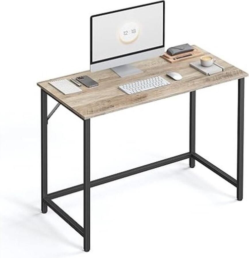 39-inch computer Writing Desk Home Office Small Study Workstation industriële stijl PC-laptoptabel stalen frame 39.4 Greige + Black