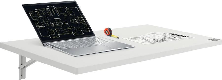 39.37 “X19.69” Wandklaptafel Zwevend Opklapbaar Bureau Ijzeren Beugel Inklapbaar Bureau voor Kleine Ruimtes Thuiskantoor Keuken Eetkamer Wasruimte Bar Wit