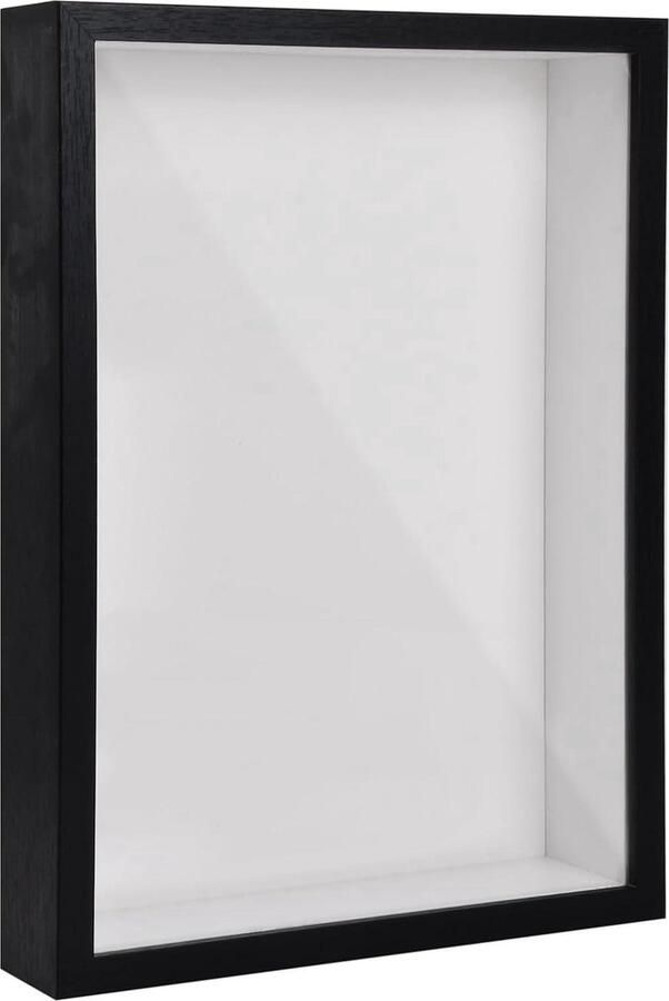 3D Fotolijst A4 Diepe Fotolijst Geschikt voor Tafel en Muur 1 stuk Zwart Hout 22 7 x 31 4 cm