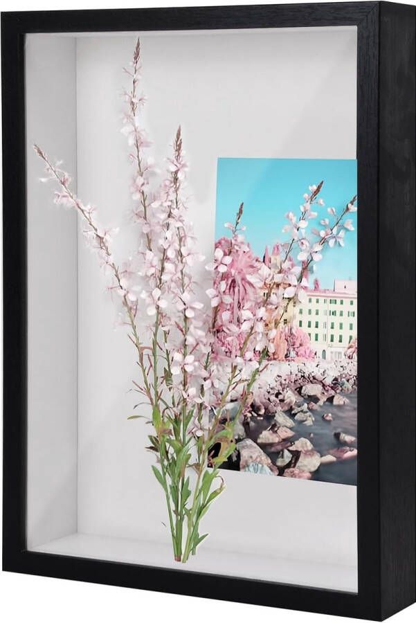 3D-fotolijst om te vullen 3D-diepe objectlijst A4 schaduwbox vitrine frame met transparante acrylplaat lijst houten 3D-lijst voor herinneringen bloemen medailles foto (zwart 3 cm)