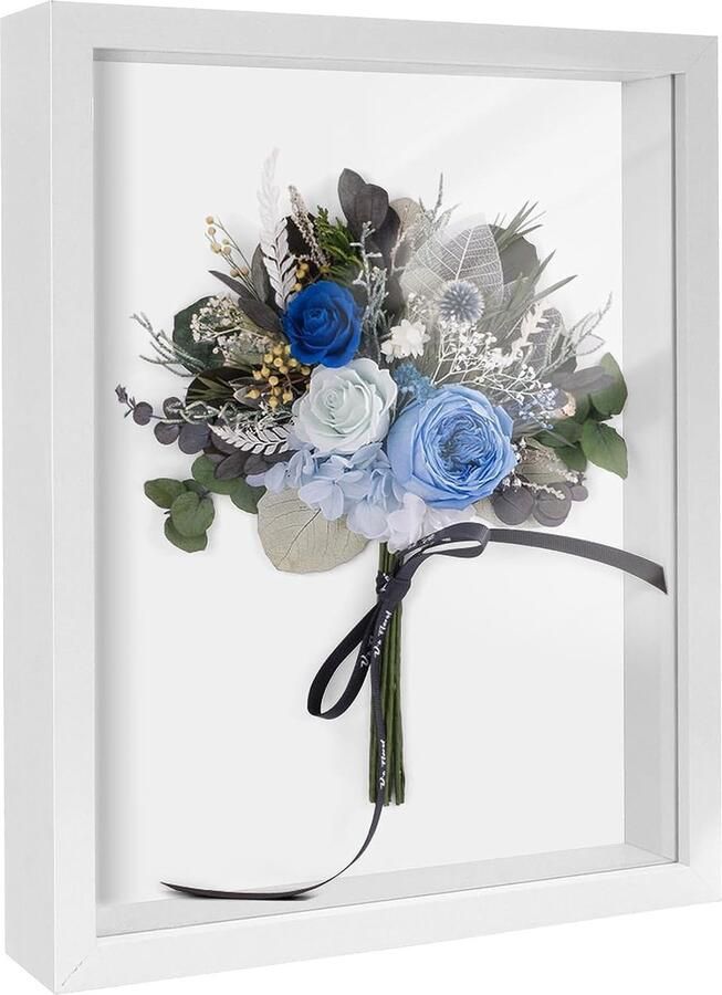 3D-fotolijst voor het vullen van vierkante objectlijst Fotolijst voor objecten Foto's Kunstwerken Bloemen Bruidsboeket DIY Memorabilia Decoratie Muur Bureau (wit)