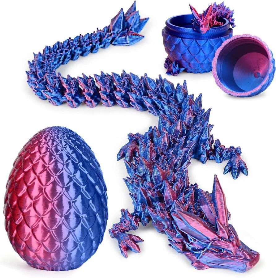 3D-geprinte kristallen draak in ei Flexibel beeldje voor home office decor Executive Bureau speelgoed