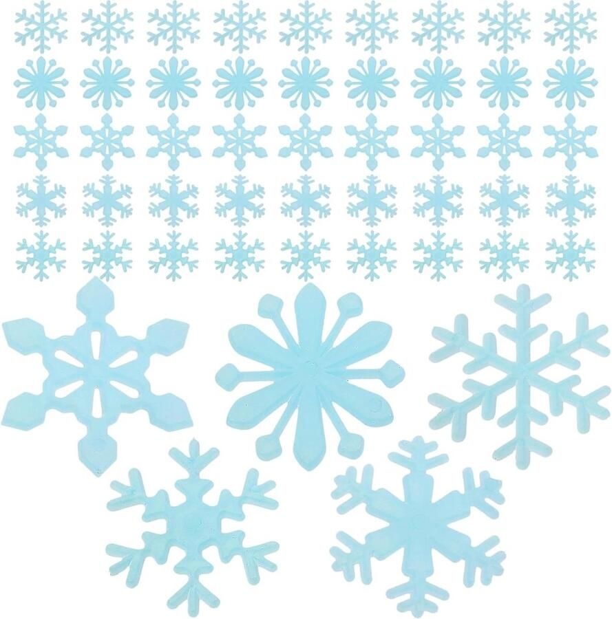 Allecto Plus 3D lamp fluorescerende sneeuwvlok muursticker stickers voor kerstfeest decoratie 50 stuks (blauw)