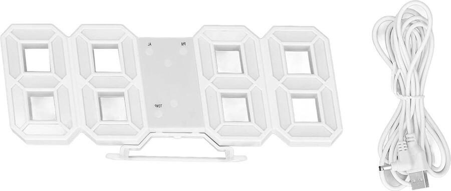 3D LED Digital Desk Alarm Clock with Time and Temperature Display Light Night Light Decor Clocks for Kitchen Bedroom Office White Frame White Character