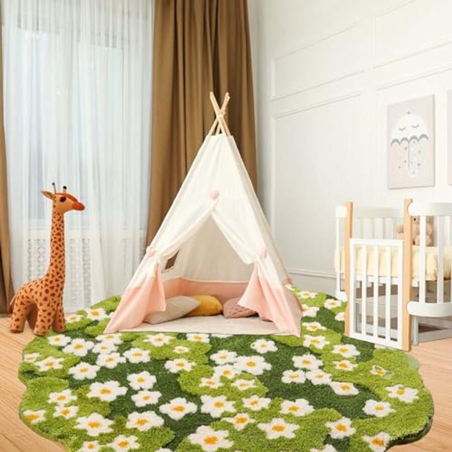 3D Onregelmatig Mos Tapijt Natuurlijke Bloemen Vloerkleed voor Woonkamer en Slaapkamer