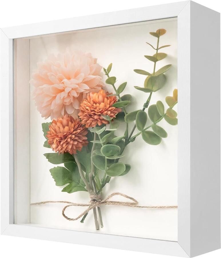 3D Picture Frame voor Vulling 22 x 22 cm 3D Object Frame Diep 3 cm Diepe Lijst voor Wand Desk Shadow Box voor Foto's Objecten Trouwen DIY Kunstwerken Wit