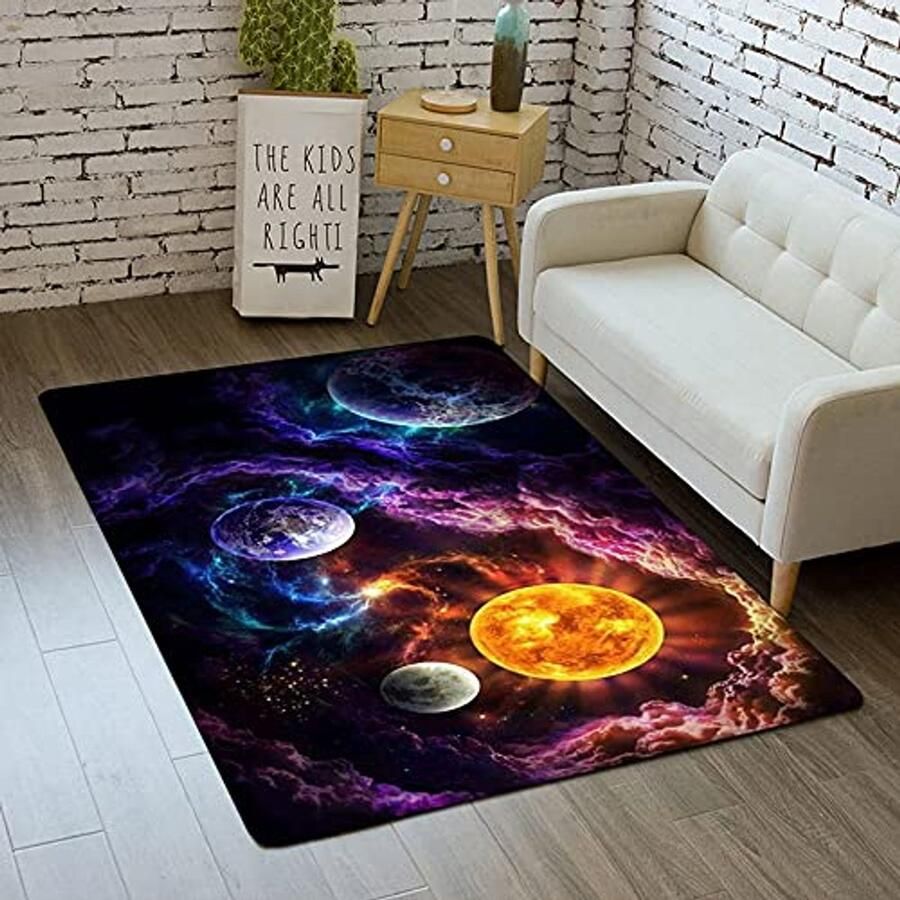 3D Tapijt Galaxy Universum Modern Laagpolig Wasbaar Vinyle Tapijt voor Jongeren in Kleuren (120x180 cm)